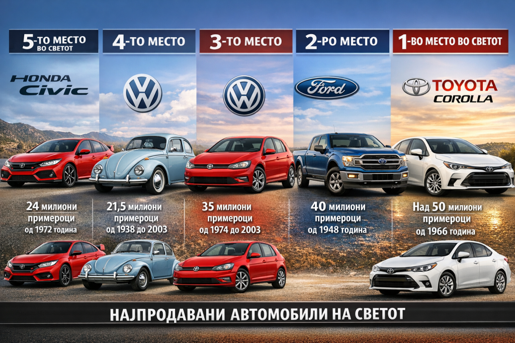 Пет најпродавани автомобили на сите времиња: По два јапонски и германски модели и еден американски