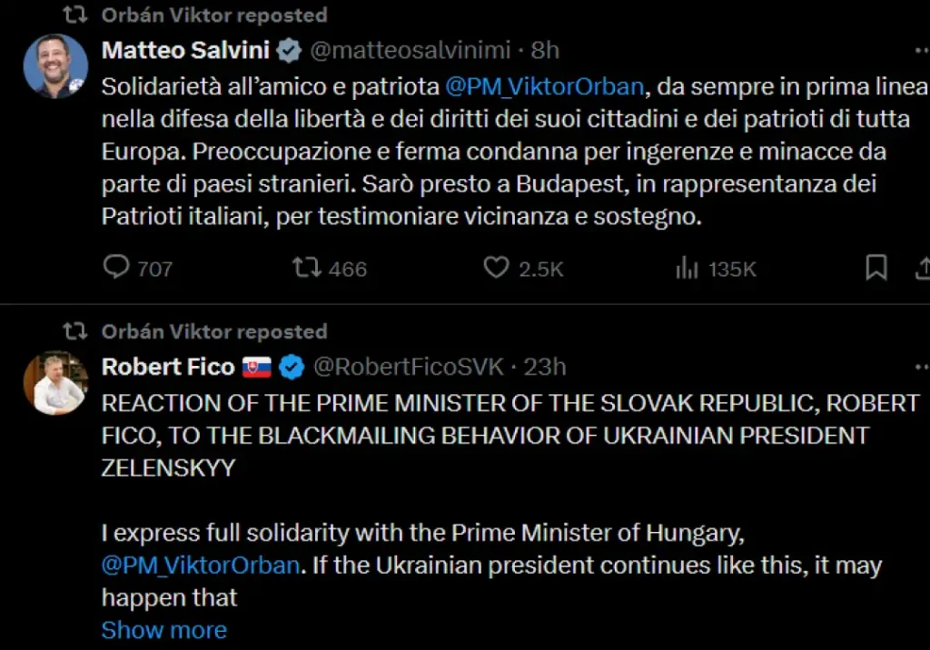 Италијанскиот вицепремиер Салвини реагираше на заканувачката порака од Зеленски кон Орбан